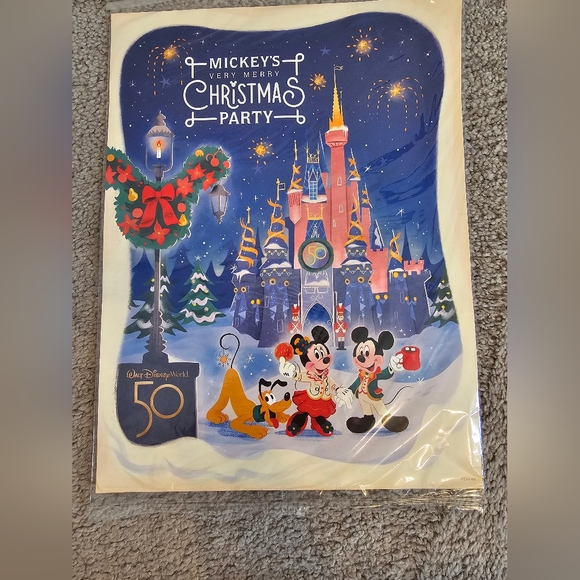 Disney Mickey's Very Merry Christmas Party Print Poster 50th Anniversary 2022 - Picture 1 of 5